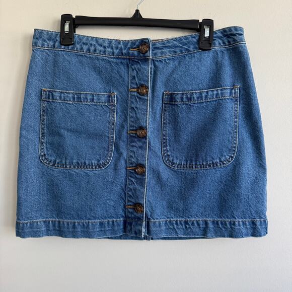 Free People We the Free Button Front Pocket Denim Mini Skirt 31 - Picture 1 of 5
